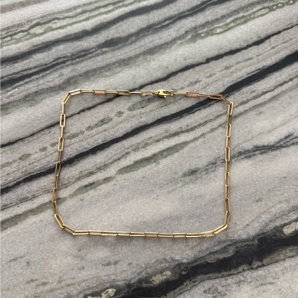 Elegant Gold Chain Paperclip Necklace - 14K Gold - Italy